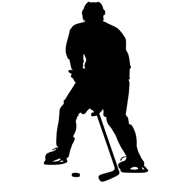 Silueta del jugador de hockey. Aislado sobre blanco. Vector ilustra — Vector de stock