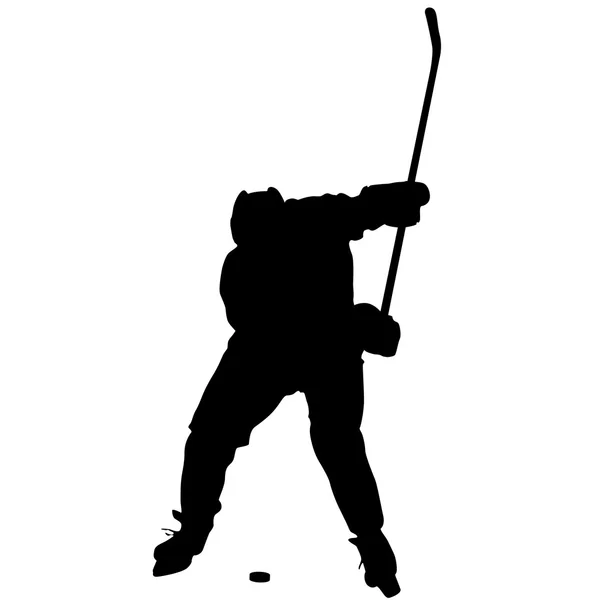 Silueta del jugador de hockey. Aislado sobre blanco. Vector ilustra — Archivo Imágenes Vectoriales