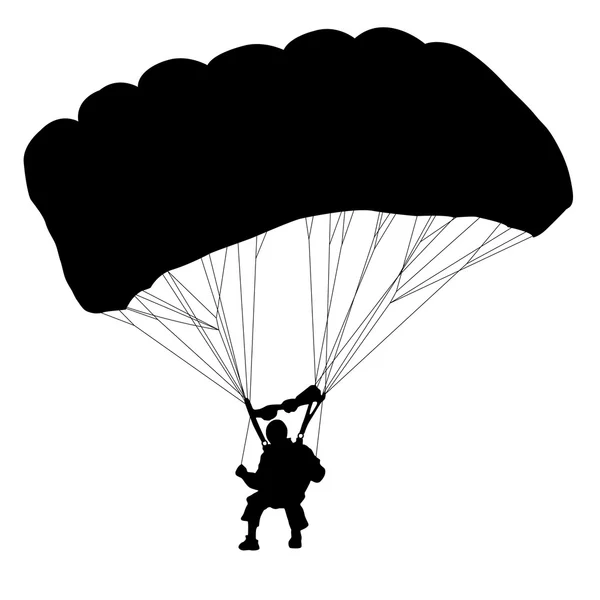 Skydiver, silhouetten parachutespringen vector — Stockvector