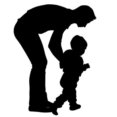 Siluetleri aile beyaz zemin üzerine siyah. Vektör illustratio
