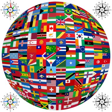 lijst van vlaggen van wereld soevereine staten instellen vectorillustratie
