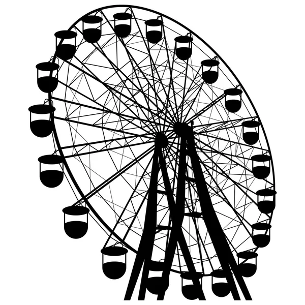 Silhouette atraktsion colorful ferris wheel. Vector illustration — Stock Vector