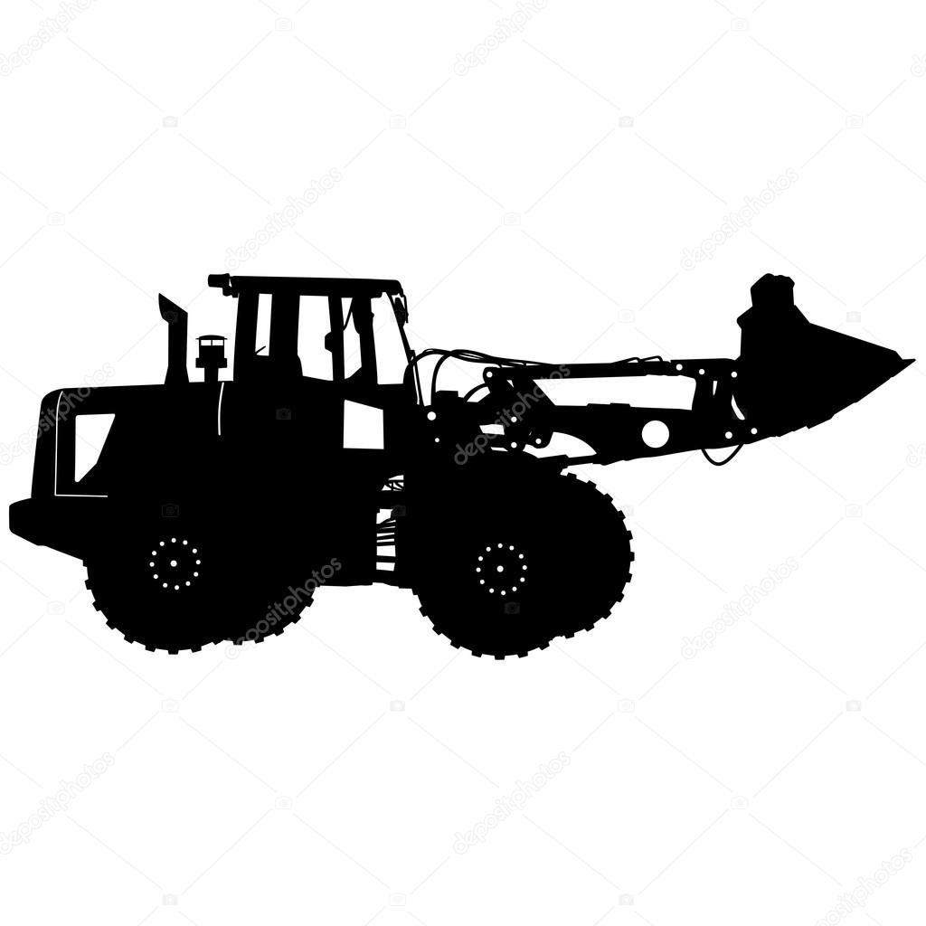 Silhouette of a heavy loaders with  ladle. Vector illustration