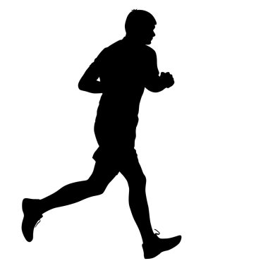 Siluet Koşucuları sürat koşusunda, beyler. vektör illüstrasyonu.