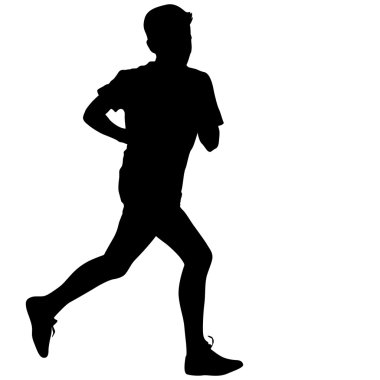 Siluet Koşucuları sürat koşusunda, beyler. vektör illüstrasyonu.