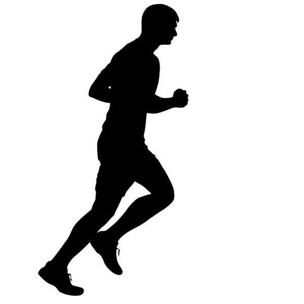 Silhouettes Runners on sprint, men. vector illustration. — Stock Vector