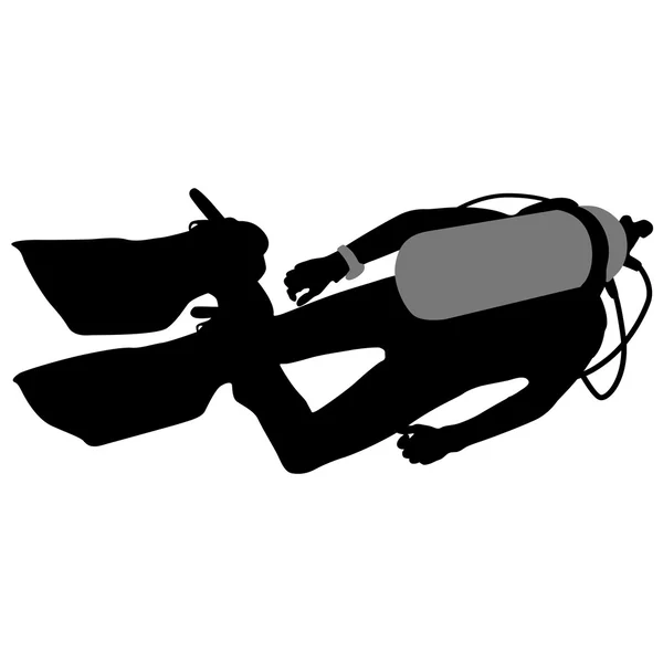 Black silhouette scuba divers. Vector illustration. — Stock Vector