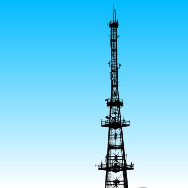 communications tower for tv and mobile phone signals. Vector ill clipart