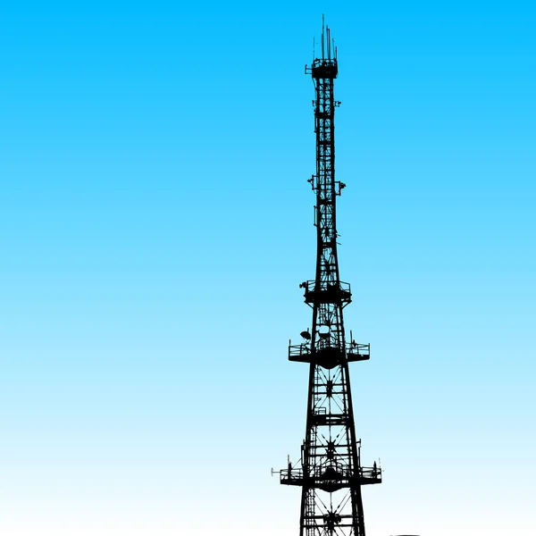 Torre de comunicaciones para señales de televisión y teléfono móvil. Vector enfermo — Vector de stock