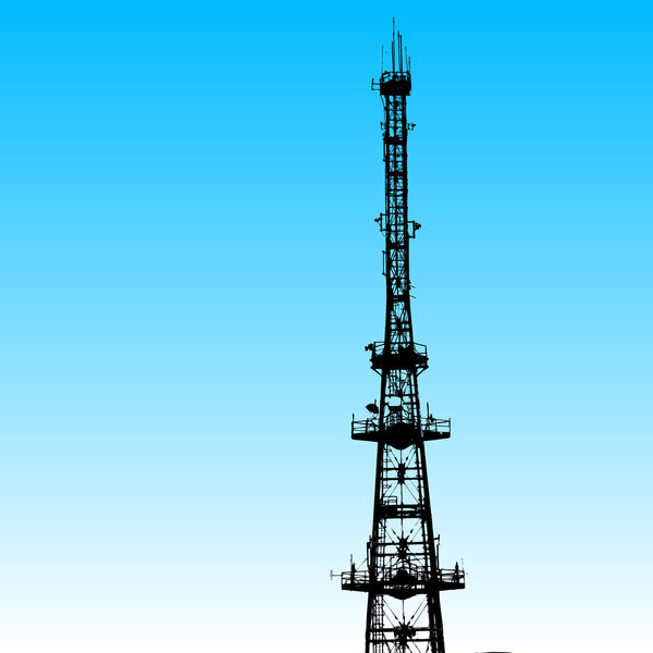 communications tower for tv and mobile phone signals. Vector ill