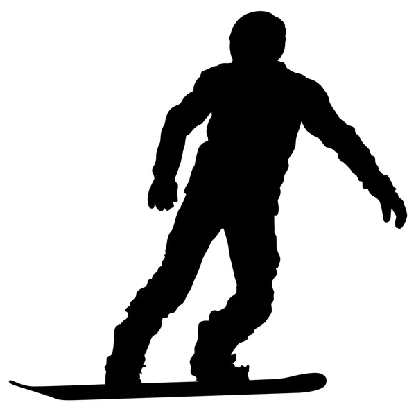 Silhuetas pretas snowboarders no fundo branco. Vector illu —  Vetores de Stock