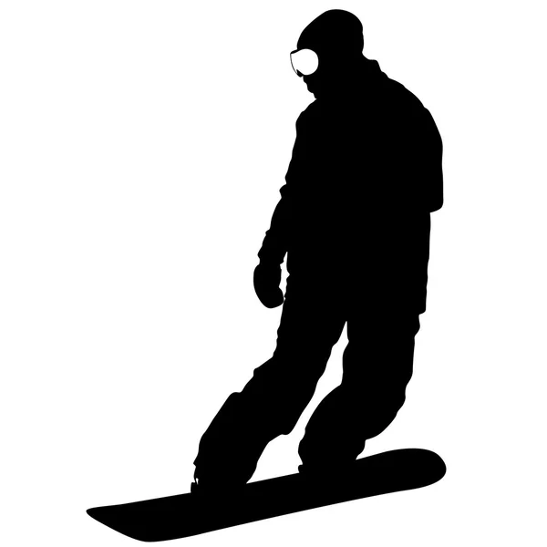 Siluetas negras snowboard sobre fondo blanco. Vector illu — Vector de stock