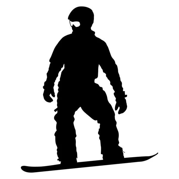 Fekete sziluettek snowboardosok fehér háttér. Vektor illu — Stock Vector