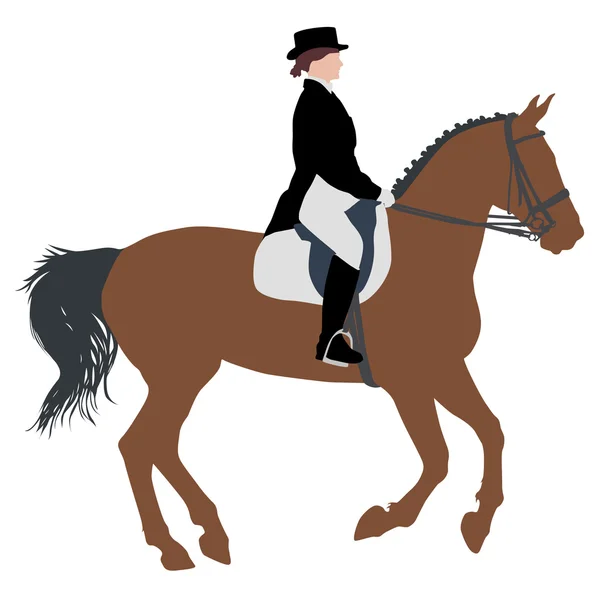 Vector silhouette of horse and jockey — Stock Vector