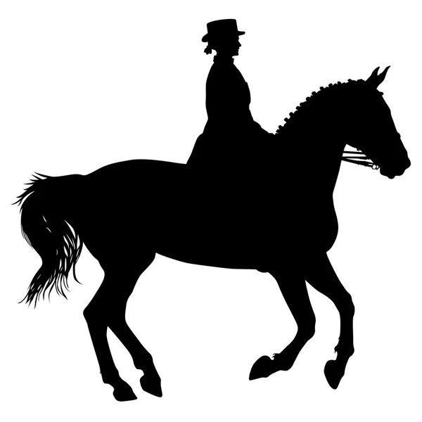 Vector silhouette of horse and jockey — Stock Vector