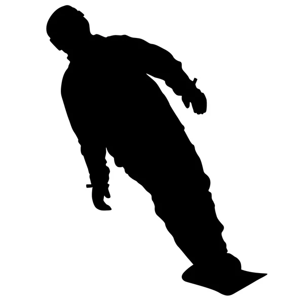 Schwarze Silhouetten Snowboarder auf weißem Hintergrund. Vektor-Illusion — Stockvektor