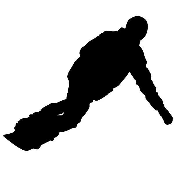 Silhouettes noires snowboarders sur fond blanc. Vecteur illu — Image vectorielle