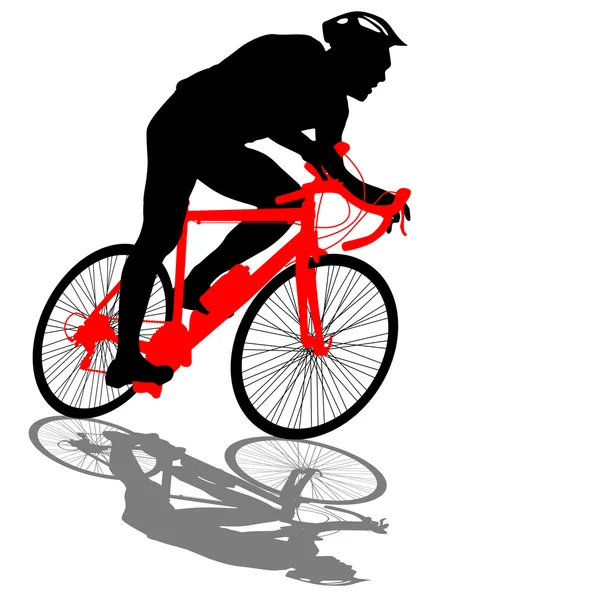 Egy biciklis férfi sziluettje. vektor illusztráció. — Stock Vector
