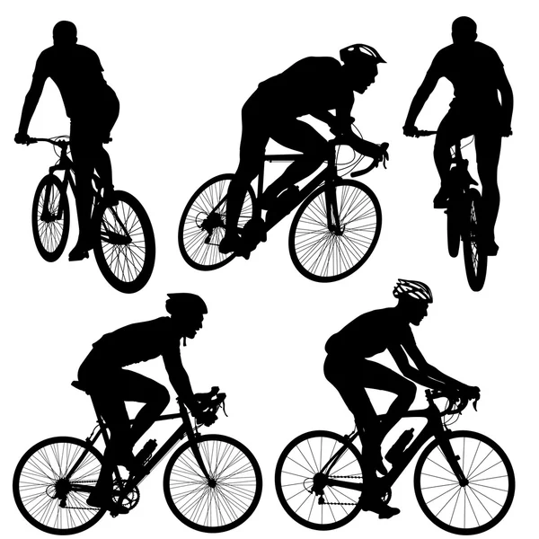 Set silhouette of a cyclist male.  vector illustration. — Stock Vector