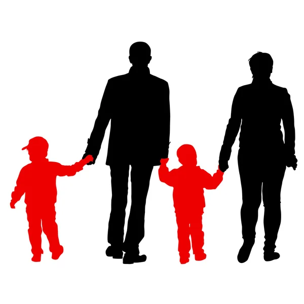 Silhouettes noires Famille sur fond blanc. Illustration vectorielle — Image vectorielle
