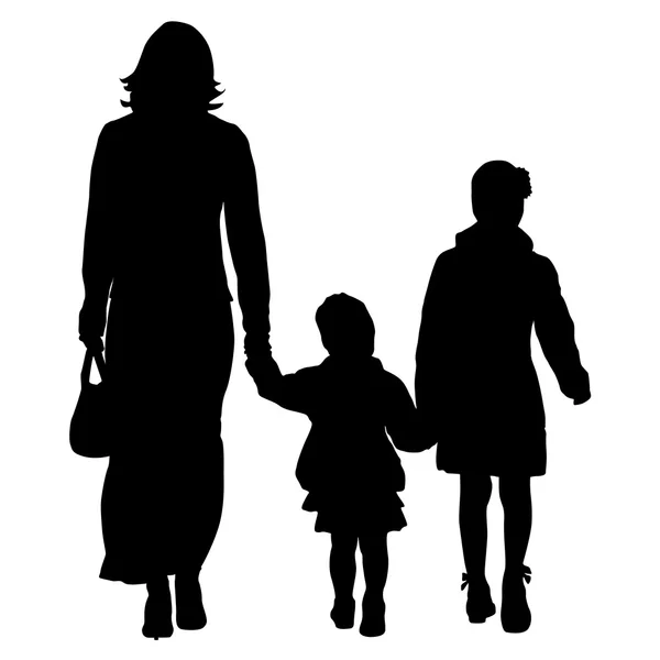 Schwarze Silhouetten Familie auf weißem Hintergrund. Vektor illustratio — Stockvektor