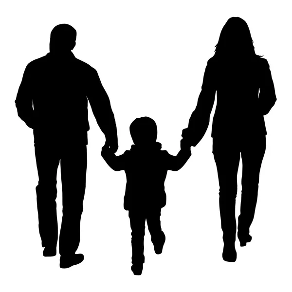 Schwarze Silhouetten Familie auf weißem Hintergrund. Vektor illustratio — Stockvektor