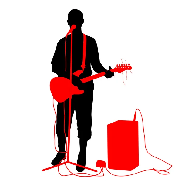 Silhuettmusiker spelar gitarr. Vektorillustration. — Stock vektor