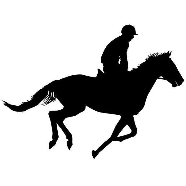 Silhouette vectorielle de cheval et jockey — Image vectorielle