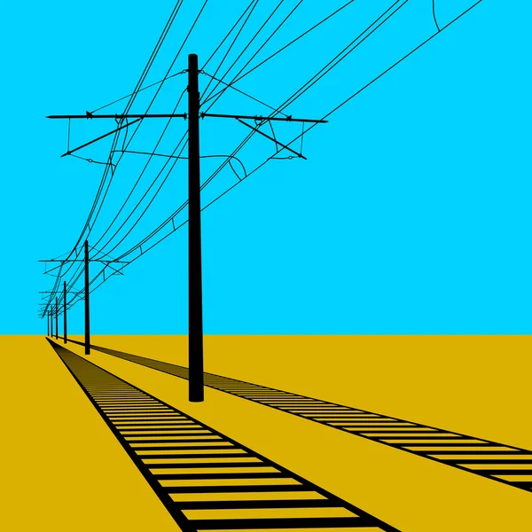 鉄道の架線。連絡線だ。ベクターイラスト. — ストックベクタ