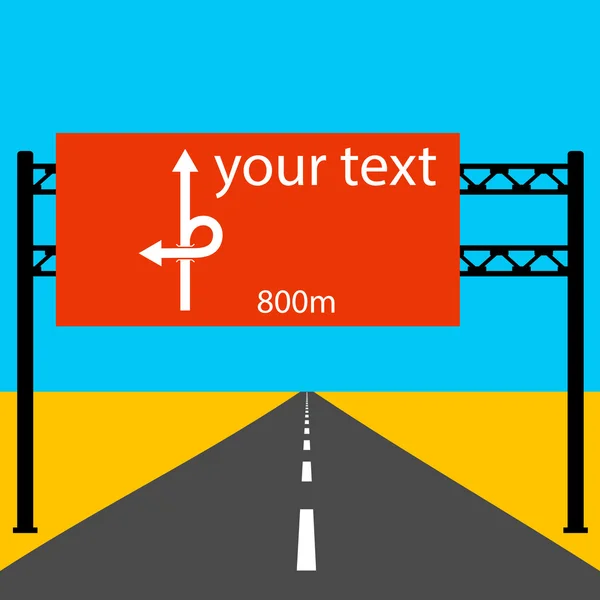 Panneau de signalisation vierge sur la route. Illustration vectorielle . — Image vectorielle