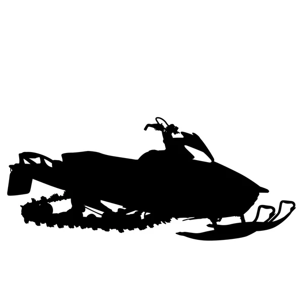 Silhouette snowmobile  on white background. Vector illustration. — Stock Vector