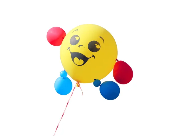 Yellow balloon flying on a white background — Stock Photo, Image