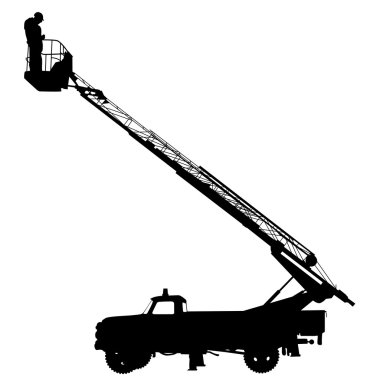 Elektrik teknisyeni, elektrik direğinde tamirat yapıyor. Vektör illüstrasyonu