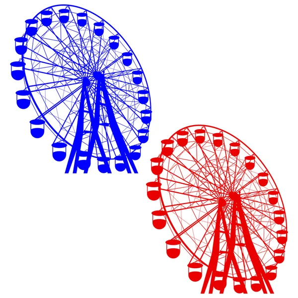 Silhouette atraktsion colorful ferris wheel. Vector illustration — Stock Vector