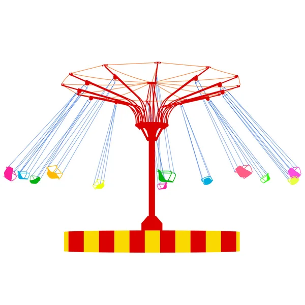 Silhueta atraktsion roda gigante colorida. Ilustração vetorial — Vetor de Stock