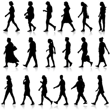 güzel siyah siluetler adamın ve kadının üzerinde beyaz backgrou