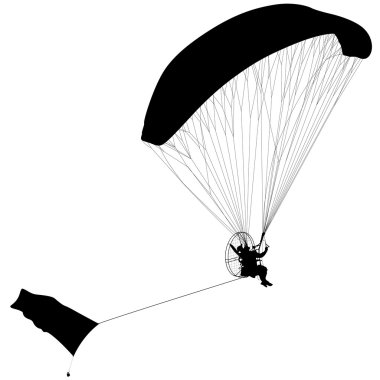 Paragliding, siluet vektör çizimi