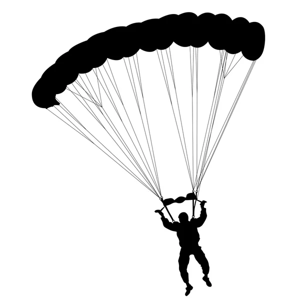 跳伞者，轮廓，降落伞矢量图解 — 图库矢量图片