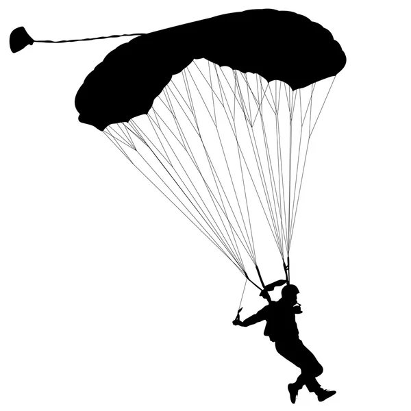 Skydiver, silhouette paracadutismo vettoriale illustrazione — Vettoriale Stock