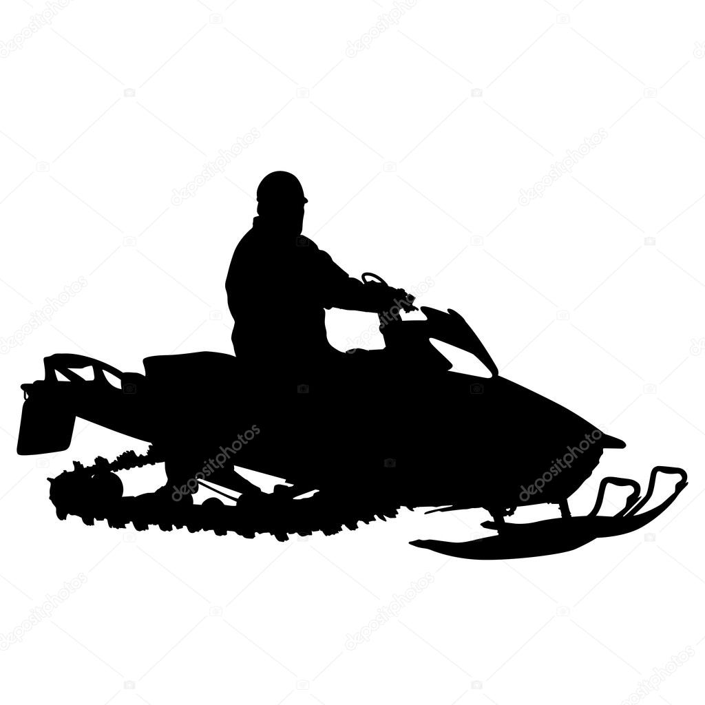 Silhouette snowmobile on white background. Vector ...