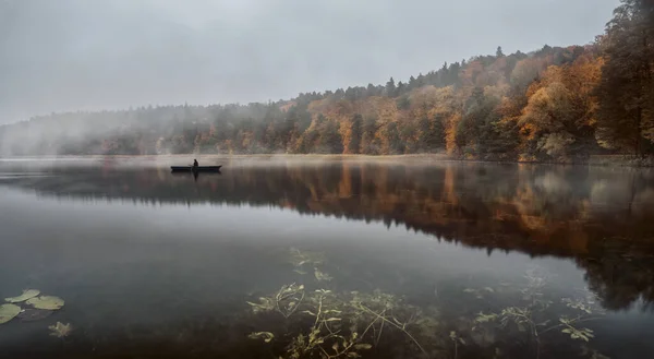 Ruhiger Herbstmorgen Über Dem See Mit Kopierraum Stockbild