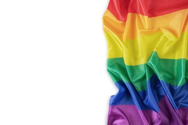 Gökkuşağı, lgbt bayrağı kopyalama alanı olan beyaz arkaplanda izole edildi