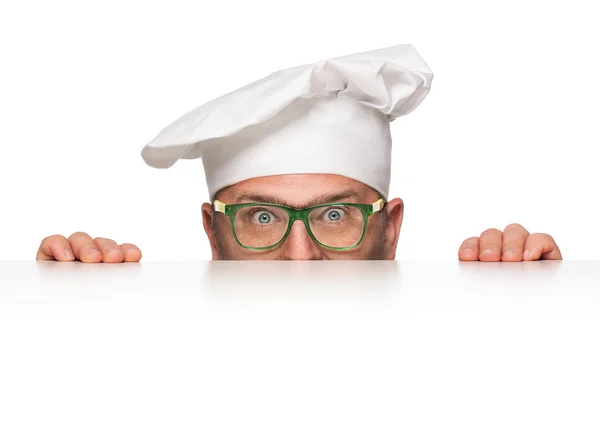 Grappige chef-kok gluren — Stockfoto