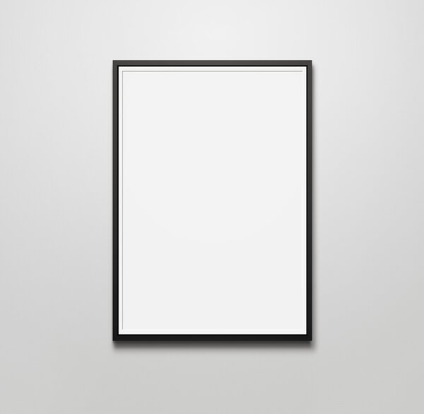 Blank picture frame at the wall with copy space and clipping path for the inside