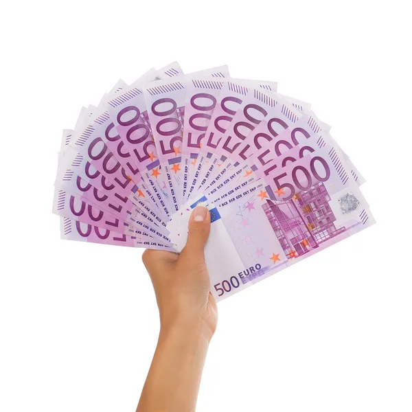 Female hand holding pile of euros Royalty Free Stock Images