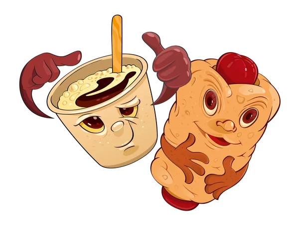 Caffè e panino con salsiccia — Vettoriale Stock