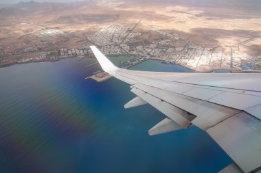 Fuerteventura Kanarya Adası uçak pencere görünümünden