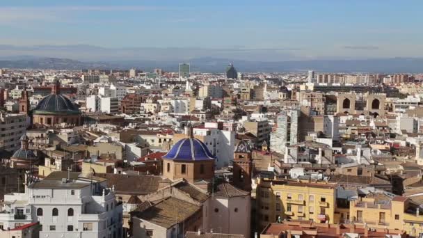 Valencia Spanje stad uitzicht vanaf toren — Stockvideo