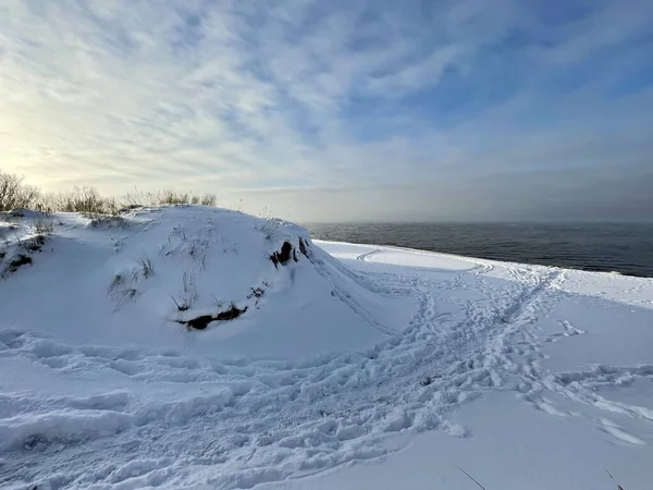 Mar Báltico Costa Invierno Playa Daugavgriva Letonia —  Fotos de Stock