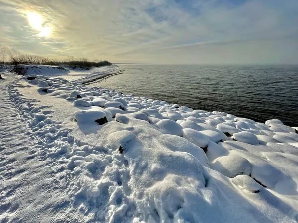 Baltic Sea Winter Coast Beach Daugavgriva Latvia — Stock Photo, Image